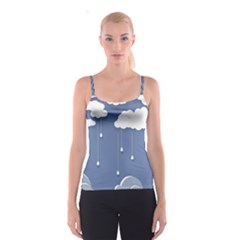 Clouds Rain Paper Raindrops Weather Sky Raining Spaghetti Strap Top by Ravend