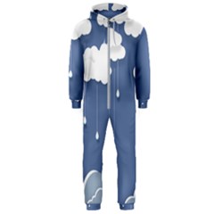 Clouds Rain Paper Raindrops Weather Sky Raining Hooded Jumpsuit (men) by Ravend