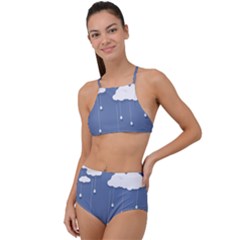 Clouds Rain Paper Raindrops Weather Sky Raining High Waist Tankini Set