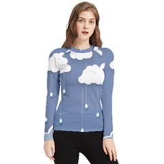 Clouds Rain Paper Raindrops Weather Sky Raining Women s Long Sleeve Rash Guard