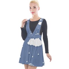 Clouds Rain Paper Raindrops Weather Sky Raining Plunge Pinafore Velour Dress