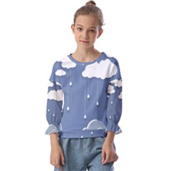 Clouds Rain Paper Raindrops Weather Sky Raining Kids  Cuff Sleeve Top