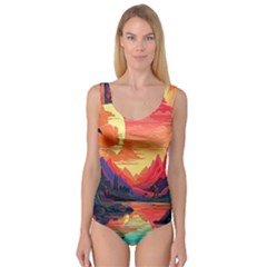 Tropical Landscape Island Background Wallpaper Princess Tank Leotard  by Ravend