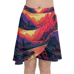 Tropical Landscape Island Background Wallpaper Chiffon Wrap Front Skirt