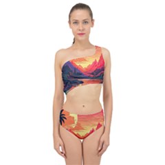 Tropical Landscape Island Background Wallpaper Spliced Up Two Piece Swimsuit by Ravend