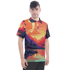 Tropical Landscape Island Background Wallpaper Men s Polo Tee by Ravend