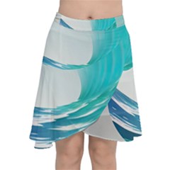 Tsunami Tidal Wave Wave Minimalist Ocean Sea Chiffon Wrap Front Skirt