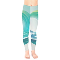 Tsunami Tidal Wave Wave Minimalist Ocean Sea Kids  Leggings