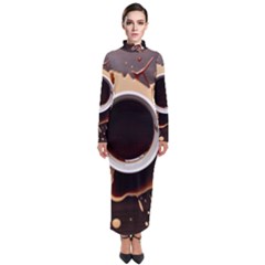 Coffee Cafe Espresso Drink Beverage Turtleneck Maxi Dress