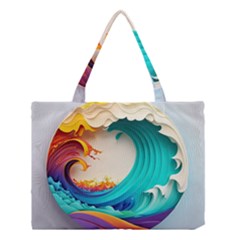 Tsunami Tidal Wave Waves Minimalist Ocean Sea Medium Tote Bag by Ravend