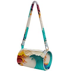 Tsunami Tidal Wave Waves Minimalist Ocean Sea Mini Cylinder Bag by Ravend