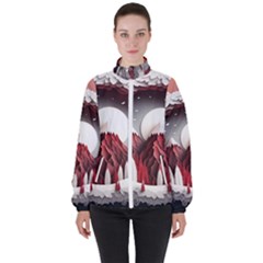 Christmas Wreath Winter Festive Season Nature Women s High Neck Windbreaker