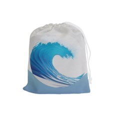 Wave Tsunami Tidal Wave Ocean Sea Water Drawstring Pouch (large) by Ravend