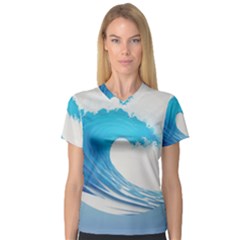 Wave Tsunami Tidal Wave Ocean Sea Water V-neck Sport Mesh Tee