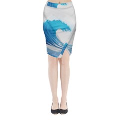 Wave Tsunami Tidal Wave Ocean Sea Water Midi Wrap Pencil Skirt