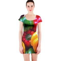 Colorful Capsicum Short Sleeve Bodycon Dress