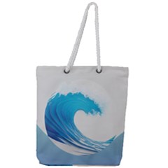 Wave Tsunami Tidal Wave Ocean Sea Water Full Print Rope Handle Tote (large) by Ravend