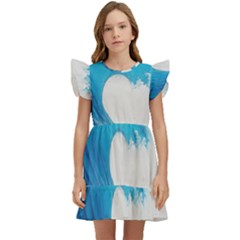 Wave Tsunami Tidal Wave Ocean Sea Water Kids  Winged Sleeve Dress