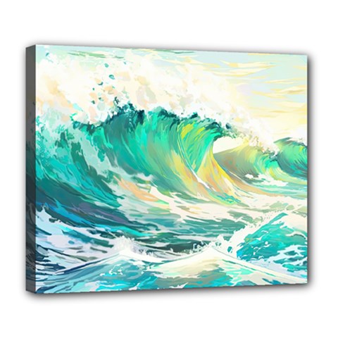 Waves Ocean Sea Tsunami Nautical Painting Deluxe Canvas 24  X 20  (stretched) by Ravend