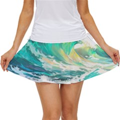 Waves Ocean Sea Tsunami Nautical Painting Women s Skort