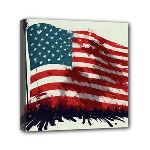 Patriotic Usa United States Flag Old Glory Mini Canvas 6  X 6  (stretched)