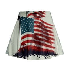 Patriotic Usa United States Flag Old Glory Mini Flare Skirt