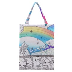 Rainbow Fun Cute Minimal Doodle Drawing Classic Tote Bag by Ravend