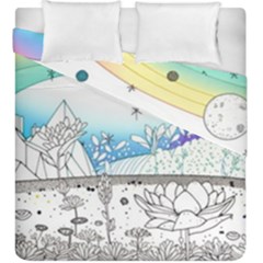 Rainbow Fun Cute Minimal Doodle Drawing Duvet Cover Double Side (king Size)