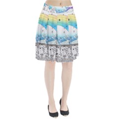 Rainbow Fun Cute Minimal Doodle Drawing Pleated Skirt