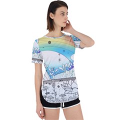 Rainbow Fun Cute Minimal Doodle Drawing Perpetual Short Sleeve T-shirt