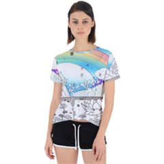 Rainbow Fun Cute Minimal Doodle Drawing Open Back Sport Tee