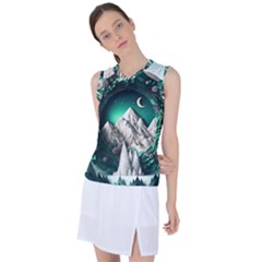 Christmas Wreath Winter Mountains Snow Stars Moon Women s Sleeveless Sports Top by Ravend