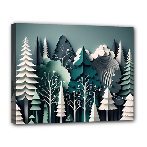 Forest Papercraft Trees Background Canvas 14  X 11  (stretched)