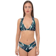 Forest Papercraft Trees Background Double Strap Halter Bikini Set