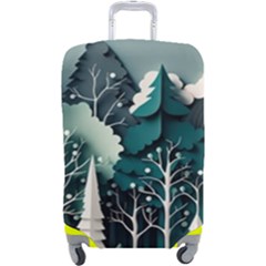 Forest Papercraft Trees Background Luggage Cover (large)