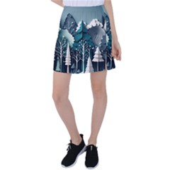 Forest Papercraft Trees Background Tennis Skirt