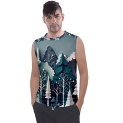 Forest Papercraft Trees Background Men s Regular Tank Top by Ravend