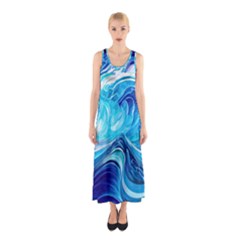 Tsunami Waves Ocean Sea Nautical Nature Water Sleeveless Maxi Dress