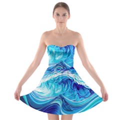 Tsunami Waves Ocean Sea Nautical Nature Water Strapless Bra Top Dress