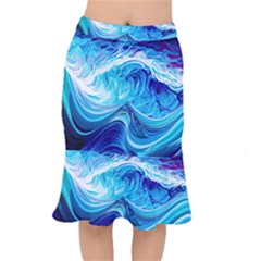 Tsunami Waves Ocean Sea Nautical Nature Water Short Mermaid Skirt