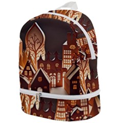 Gingerbread House Gingerbread Christmas Xmas Winter Zip Bottom Backpack