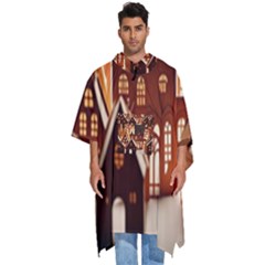 Gingerbread House Gingerbread Christmas Xmas Winter Men s Hooded Rain Ponchos by Ravend