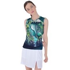 Waterfall Jungle Nature Paper Craft Trees Tropical Women s Sleeveless Sports Top by Ravend