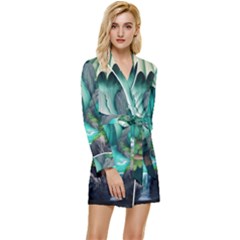 Waterfall Jungle Nature Paper Craft Trees Tropical Long Sleeve Satin Robe by Ravend