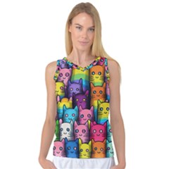 Cats Rainbow Pattern Colorful Feline Pets Women s Basketball Tank Top