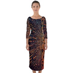 Data Abstract Abstract Background Background Quarter Sleeve Midi Bodycon Dress by Ravend