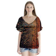 Data Abstract Abstract Background Background V-neck Flutter Sleeve Top by Ravend