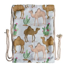 Camels-cactus-desert-pattern Drawstring Bag (large) by Salman4z