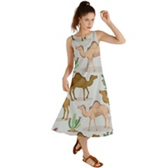 Camels-cactus-desert-pattern Summer Maxi Dress by Salman4z