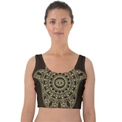 Hamsa-hand-drawn-symbol-with-flower-decorative-pattern Velvet Crop Top by Salman4z